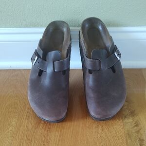Birkenstock Boston Brown Leather Mules